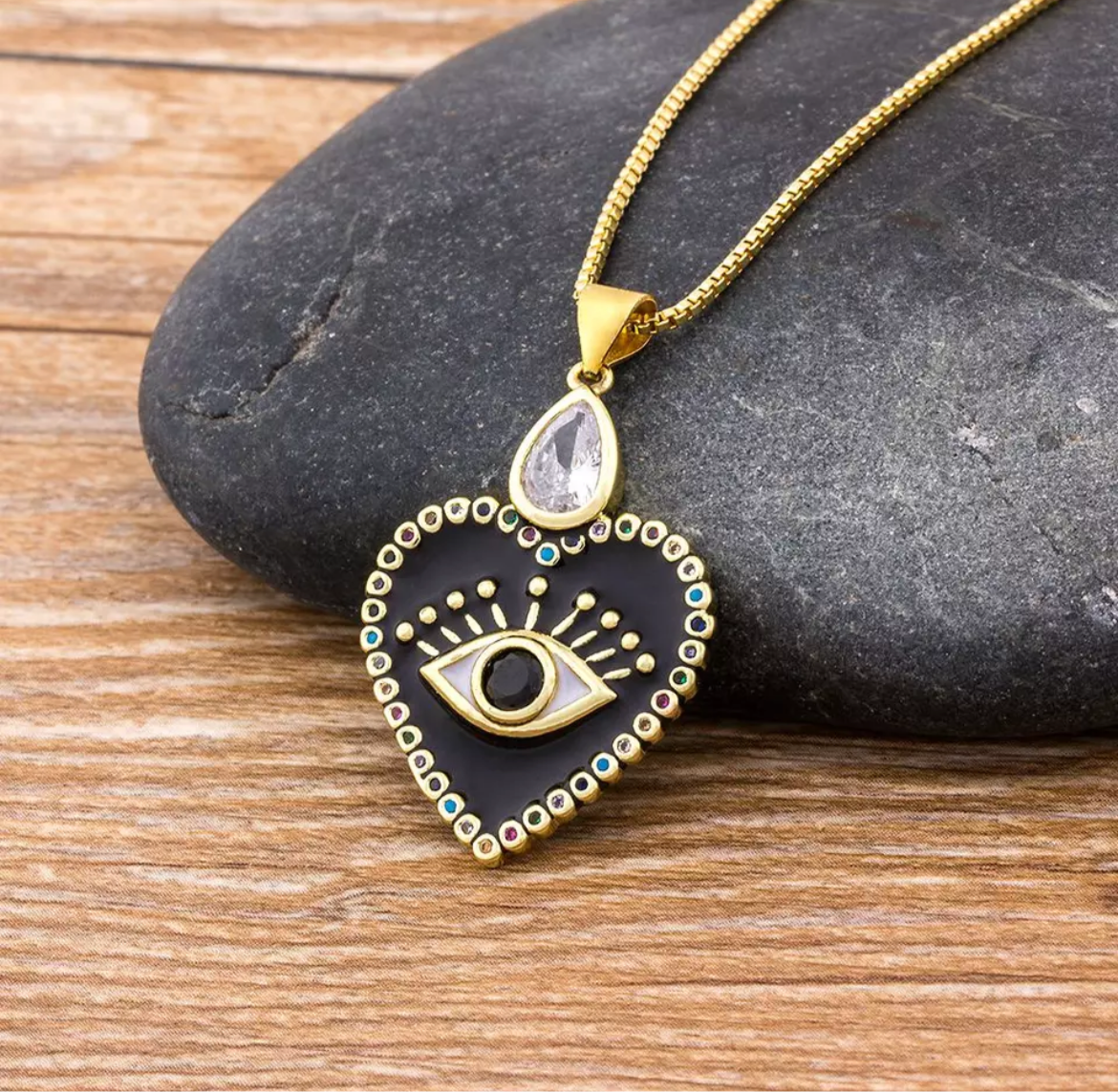 Hasma Hand or Heart Evil Eye Pendant