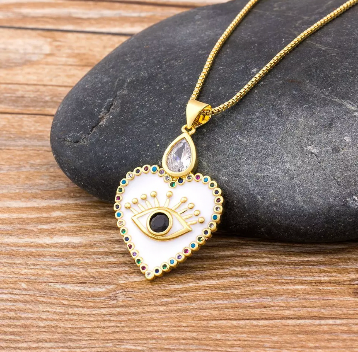 Hasma Hand or Heart Evil Eye Pendant