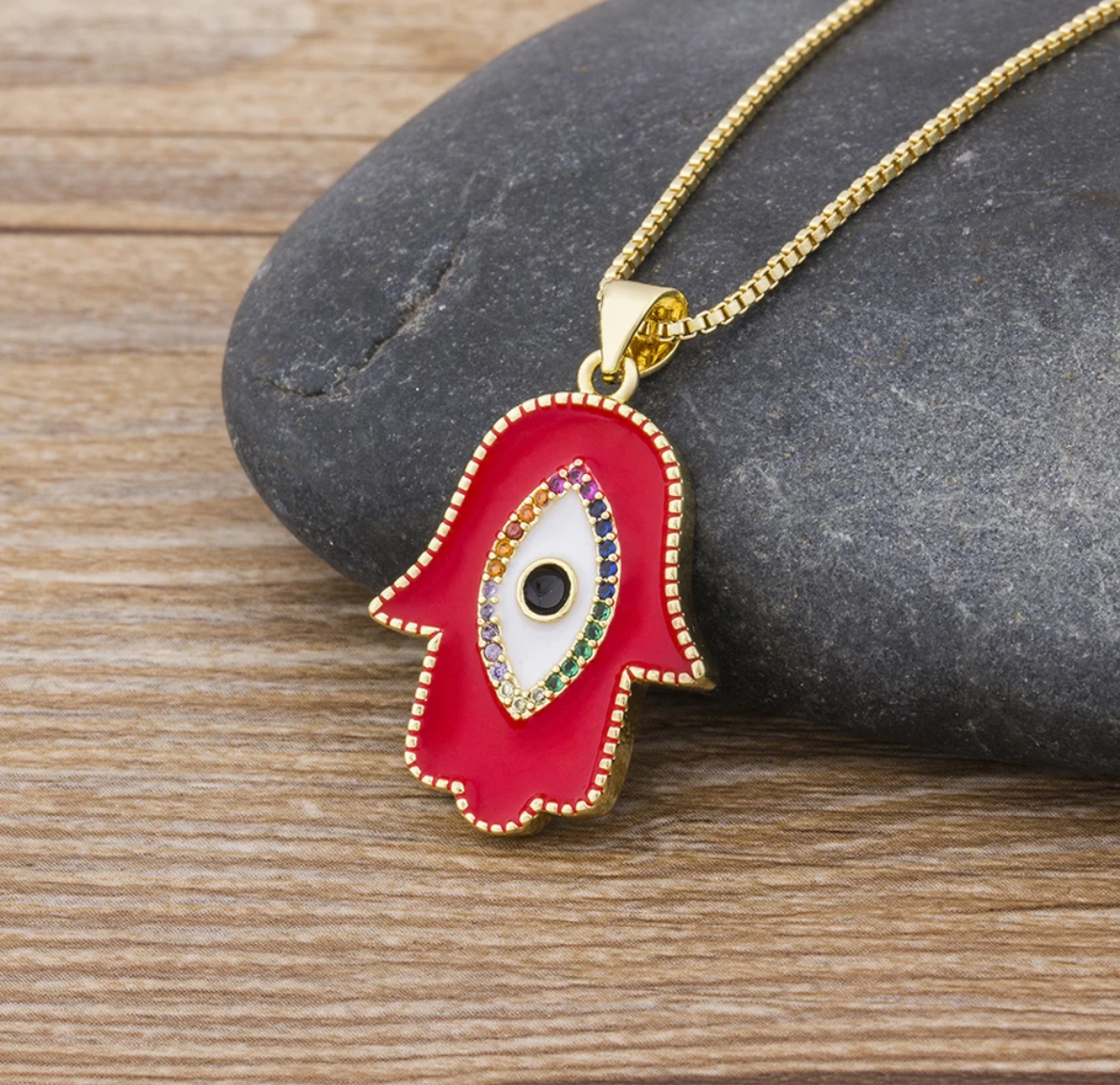 Hasma Hand or Heart Evil Eye Pendant