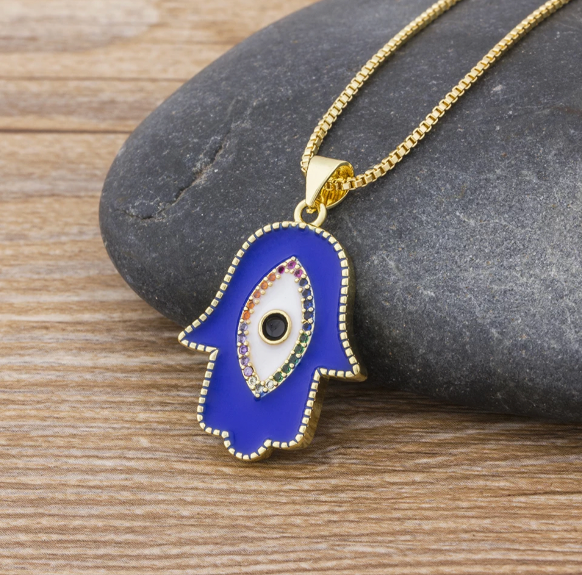 Hasma Hand or Heart Evil Eye Pendant